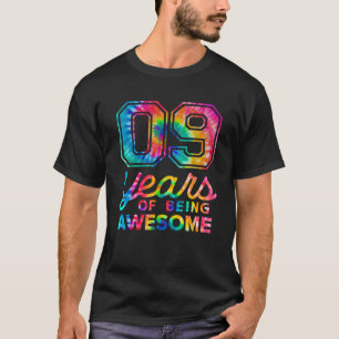 Camiseta 9.º tinte de canto de cumpleaños 9 años Hombres al