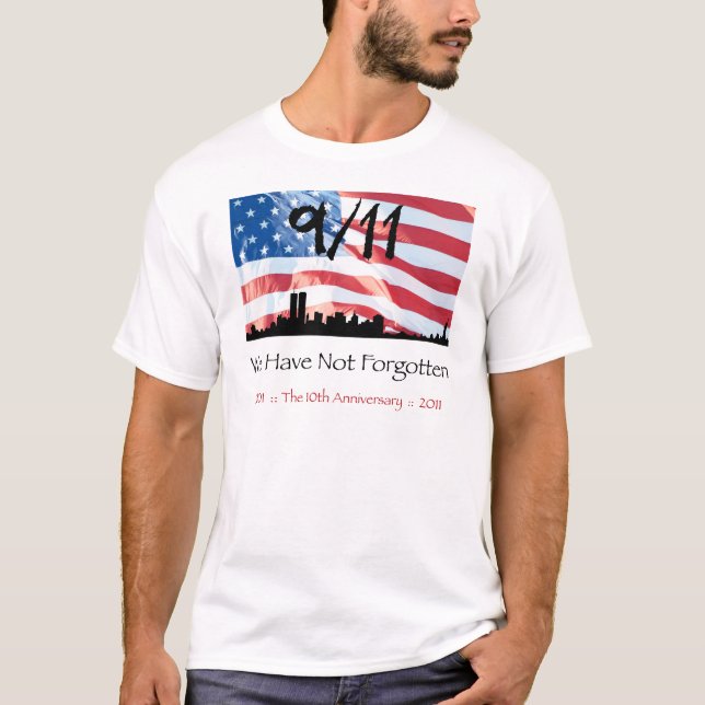 Camiseta 9/11 10mo aniversario WTC y la bandera (Anverso)