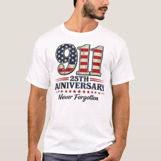 Camiseta 9/11 25º Aniversario Nunca Olvidado Americano