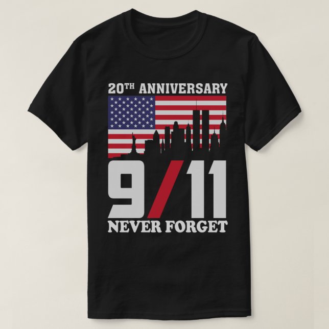 Camiseta 9 11 Monumento al 20° Aniversario Nunca Olvidar (Diseño del anverso)