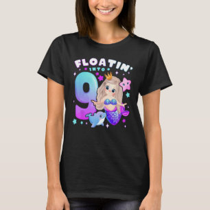 Camiseta 9 años, Chica de cumpleaños 9, sirena, número 9