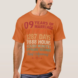 Camiseta 9 años de matrimonio: cuenta regresiva de la parej