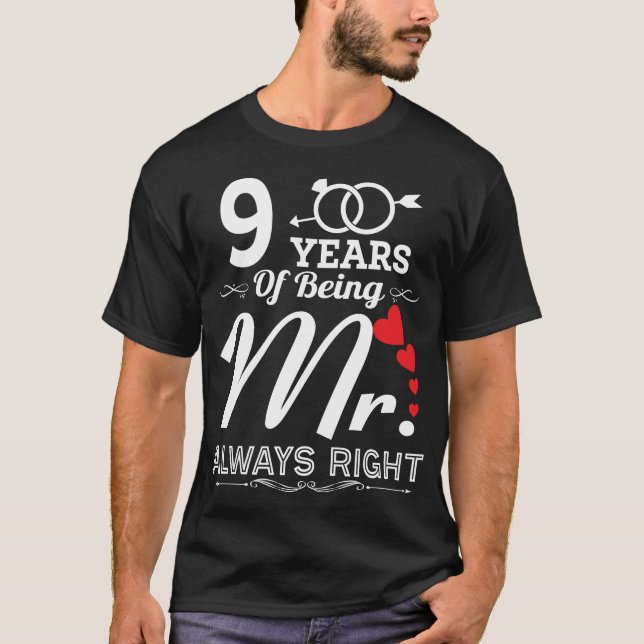 Camiseta 9 Años De Ser El Sr. Esposo Noveno Aniversario (Anverso)