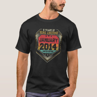 Camiseta 9 años increíble desde enero de 2014 cumpleaños nú
