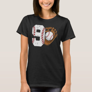 Camiseta 9 Años Noveno Béisbol De Cumpleaños Para Fiesta De