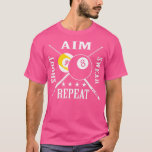 Camiseta 9 ball 8 ball Aim Shoot Swear Repeat Billiards<br><div class="desc">9 ball 8 ball Aim Shoot Swear Repeat Billiards .Check out our billiards  t shirt selection for the very best in unique or custom,  handmade pieces from our clothing shops</div>