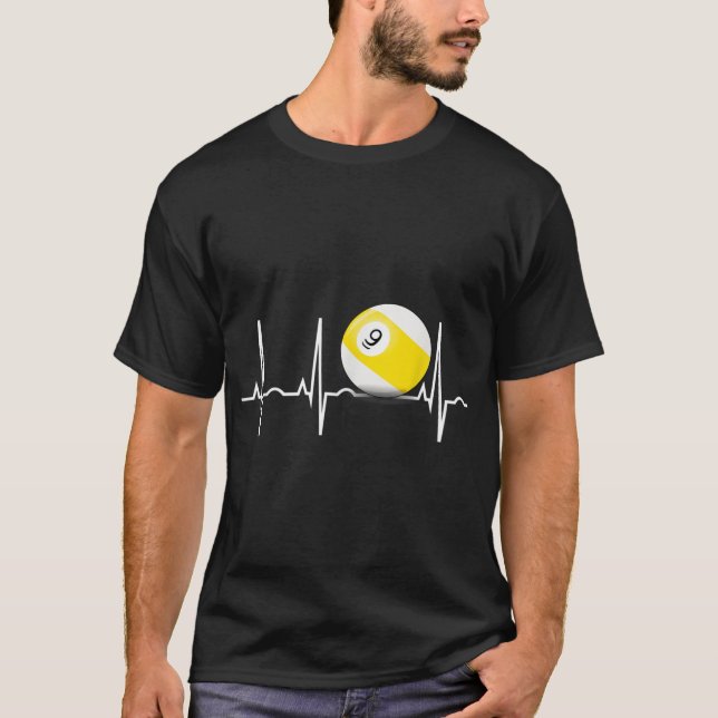 Camiseta 9 Ball - Pool Player Nueve Ball Hearbeat (Anverso)