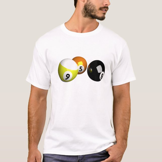 Camiseta 9 bolas de piscina de la bola 3D (Anverso)