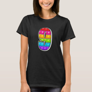 Camiseta 9 Capital más lindo Número 9 Alfabeto Funny Poppin