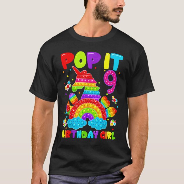 Camiseta 9 Cumpleaños Fidget Toy Pop It Birthday Chica 9 Sí (Anverso)