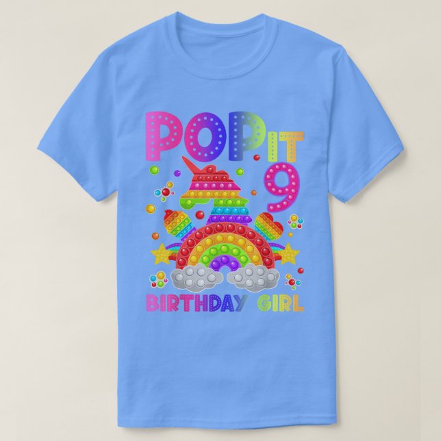 Camiseta 9 Cumpleaños Fidget Toy Pop It Birthday Chica 9 Sí (Diseño del anverso)