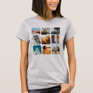 Camiseta 9 fotoplantilla Cuadrícula cuadrada marco redondea