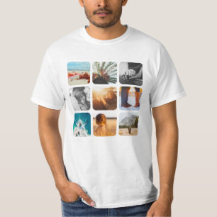 Camiseta 9 fotoplantilla Cuadrícula cuadrada marco redondea