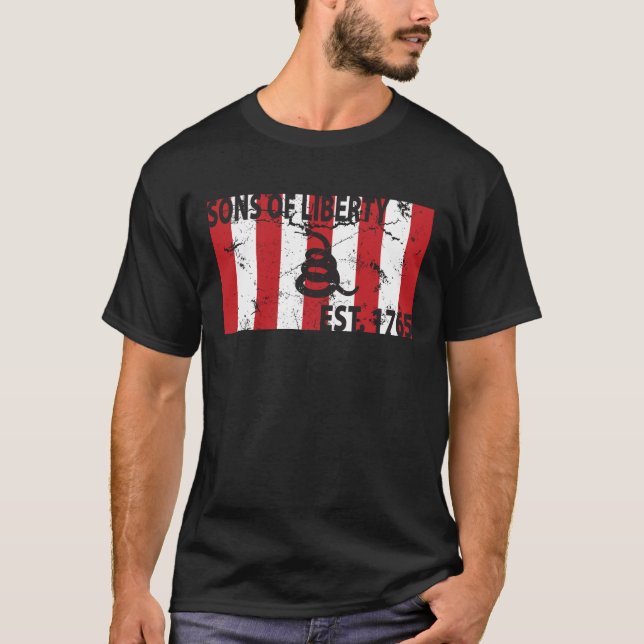 Camiseta 9 hijos pelados de bandera de la libertad (Anverso)