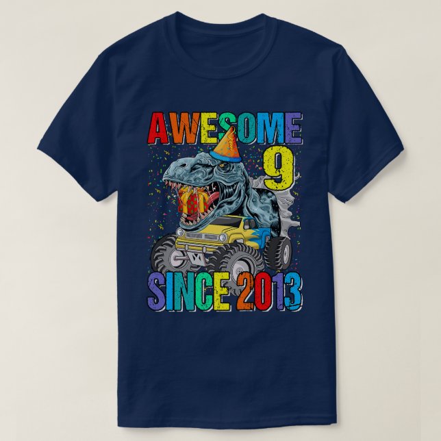 Camiseta 9 Increíble Desde 2013 Dinosaurio Camión Monstruo  (Diseño del anverso)