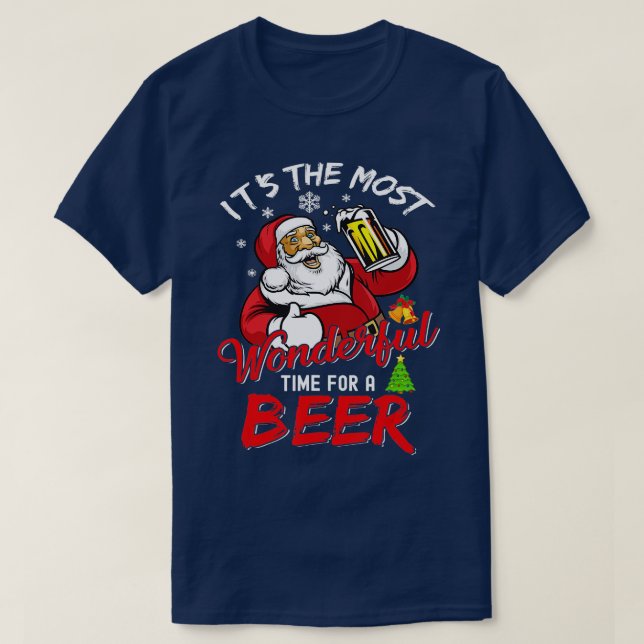 Camiseta 9 Navidades divertidos Santa Claus Beer Beer Wonde (Diseño del anverso)
