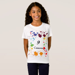 Camiseta 9 Nombre Pintura de arte Fiesta Colorful Splashes