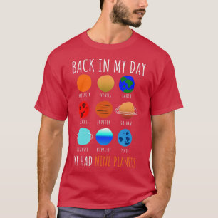 Camiseta 9 planetas divertidos en mi día teníamos nueve pla