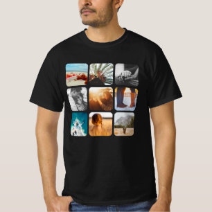 Camiseta 9 Plantilla de fotos Cuadrícula Cuadrícula Redonde