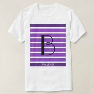 Camiseta 9 Rayas Monograma violeta púrpura personalizado