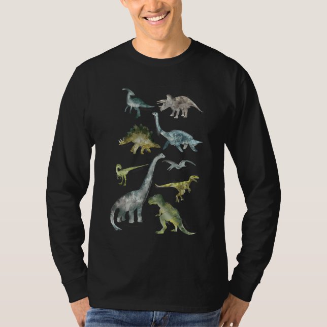 Camiseta 9 Tipos De Dinosaurios Animales Educativos (Anverso)