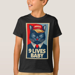 Camiseta 9 vidas por el gracioso gato Trump 2024 Presi