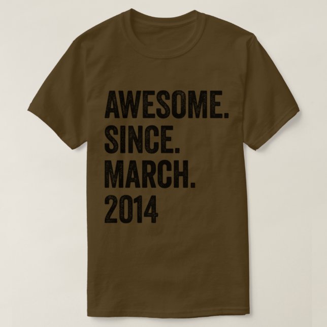 Camiseta 9 Years Awesome Since March 2014 9th Birthday (Diseño del anverso)