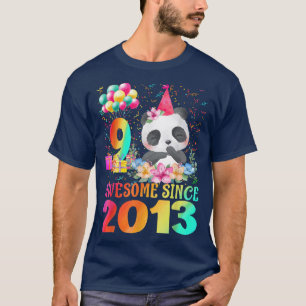 Camiseta 9 Years Old 9th Birthday Panda Awesome Since 2013 