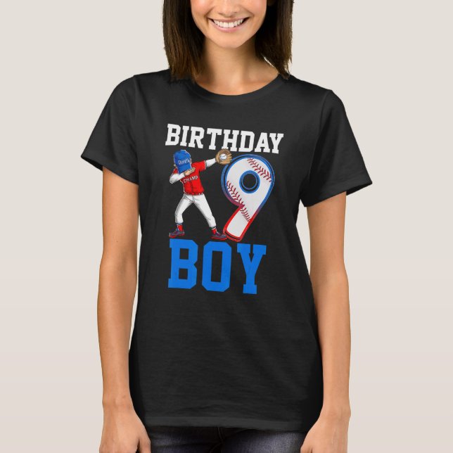 Camiseta 9 Years Old Baseball Themed 9th Birthday Party Spo (Anverso)