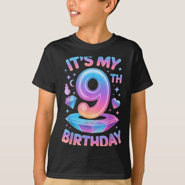Camiseta 9 Years Old Bday K-p Kids 9th Birthday Girls Kp Bi (Anverso)