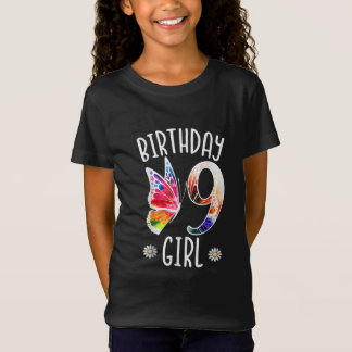 Camiseta 9 Years Old Girls Butterflies 9th Birthday Girl