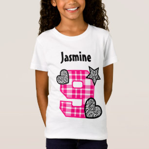 Camiseta 9no Corazones de la tela escocesa y de la cebra