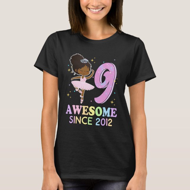 Camiseta 9th Bday Awesome Since 2012 Melanin Pride African  (Anverso)