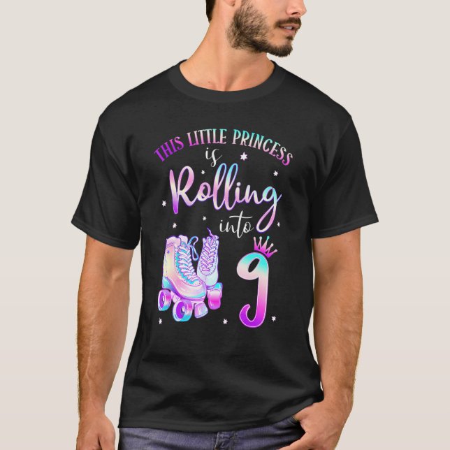 Camiseta 9th Bday Rolling Into 9 Birthday Roller Skate Them (Anverso)