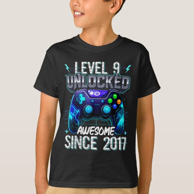 Camiseta 9th Birthday Boy Level 9 Gamer 9 Year Video Game P (Anverso)