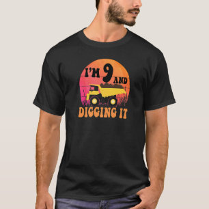 Camiseta 9th Birthday Construction Truck Kids I'm 9 & Diggi