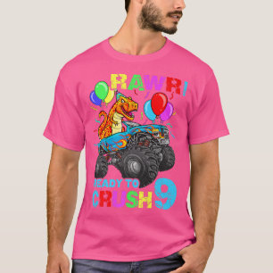 Camiseta 9th Birthday Dinosaur Monster Truck Rawr Nine Kids