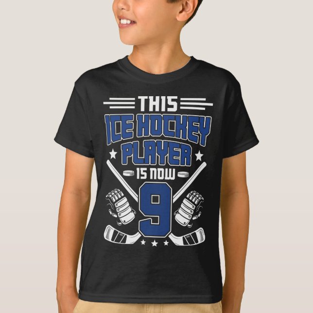 Camiseta 9th Birthday Ice Hockey Boy Nine Year Old Ice Hock (Anverso)