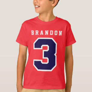Camiseta A03 ROJO del cumpleaños del número de los
