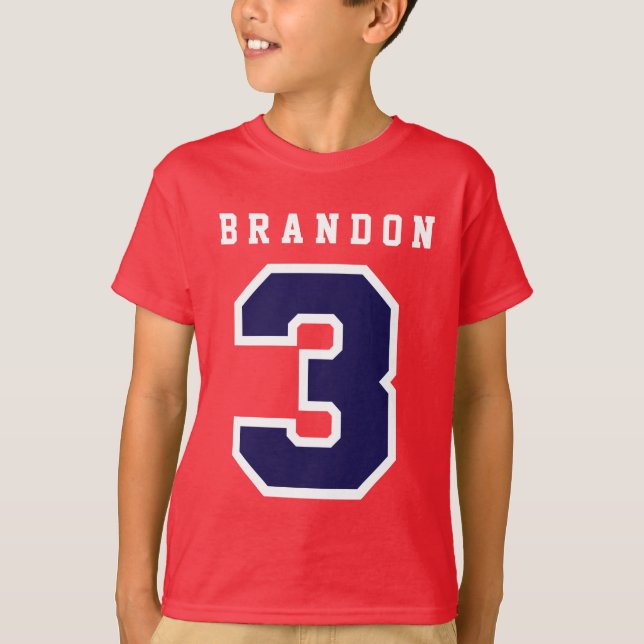 Camiseta A03 ROJO del cumpleaños del número de los (Anverso)