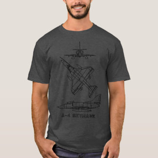 Camiseta A4 Skyhawk American 1950s Jet Fighter Plane Bluepr