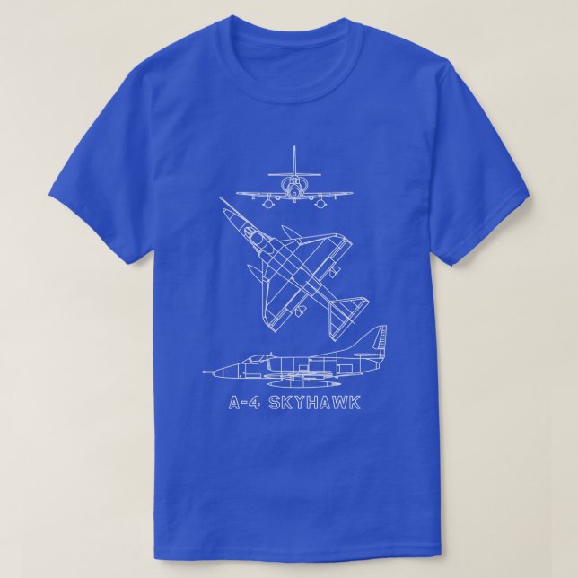 Camiseta A4 Skyhawk American 1950s Jet Fighter Plane Diagra (Diseño del anverso)