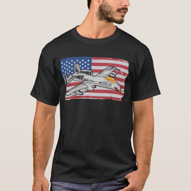 Camiseta A-10 Avión militar de Warthog Bandera estadouniden (Anverso)