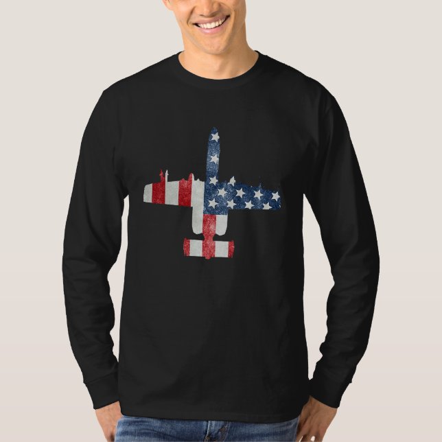 Camiseta A 10 Thunderbolt II Warthog American Flag Military (Anverso)