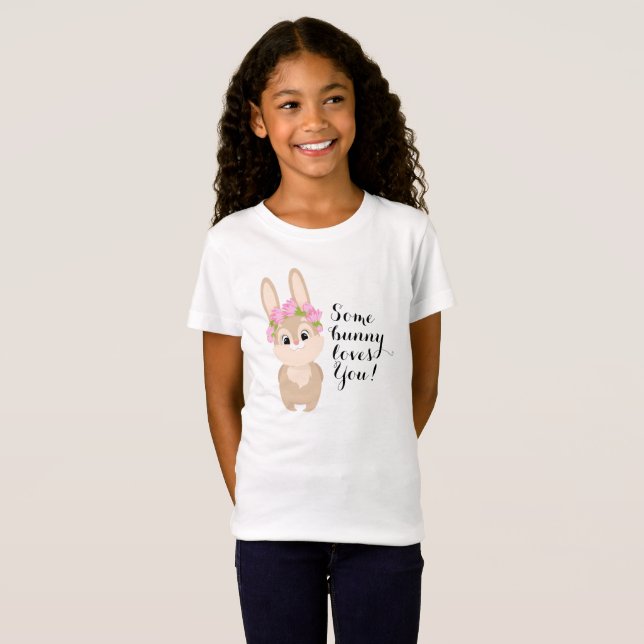 Camiseta A algunos conejitos les encantan las flores rosada (Anverso completo)