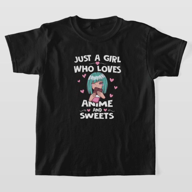 Camiseta A Anime Chica le gustan los dulces Japón Kawaii Ma (Distribución)