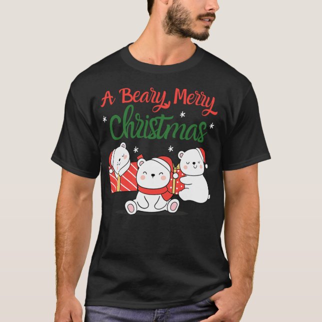 Camiseta A Beary Merry Christmas - Cute Sleeping Polar Bear (Anverso)