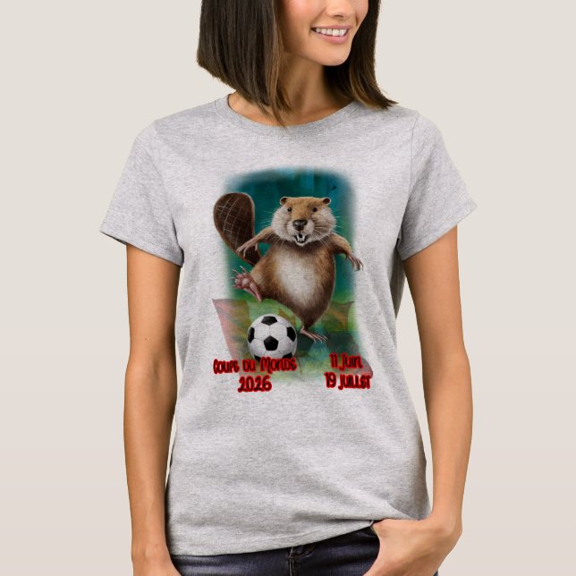 Camiseta A beaver ready for the World Cup 2026 on a Grey (Anverso)