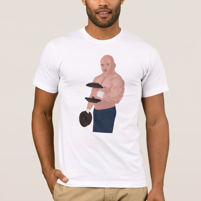 Camiseta A bodybuilder daddy training with dumbbells (Anverso)