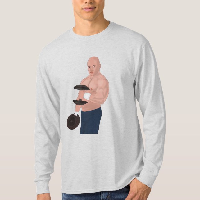 Camiseta A bodybuilder daddy training with dumbbells (Anverso)